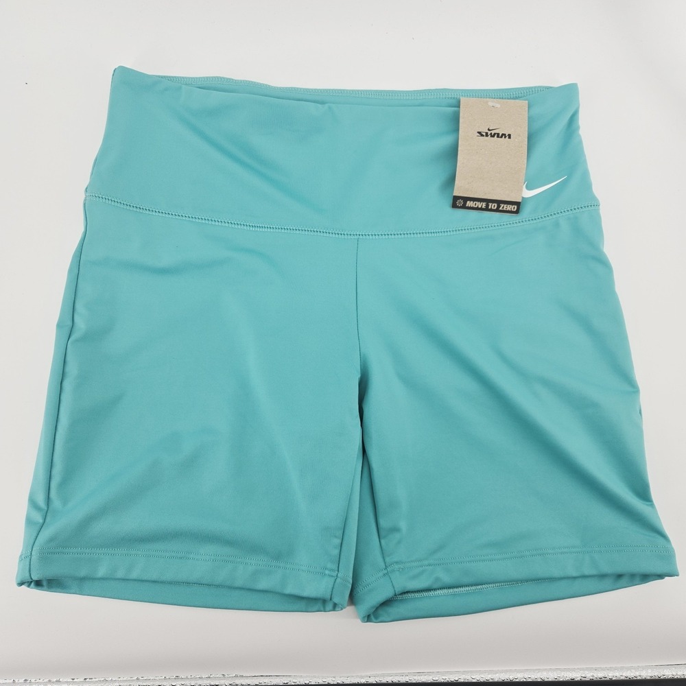 Nike Women's 6" Essential Kick Shorts Swim Shorts Workout Shorts Large Turquoise
